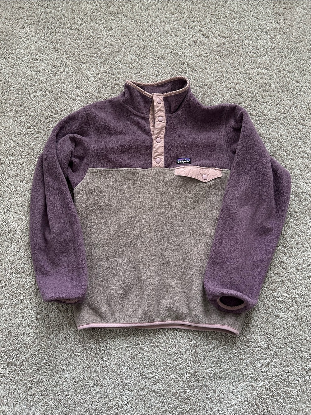 Patagonia Girls Two-Tone Cowl Snap Pullover - XL (14)